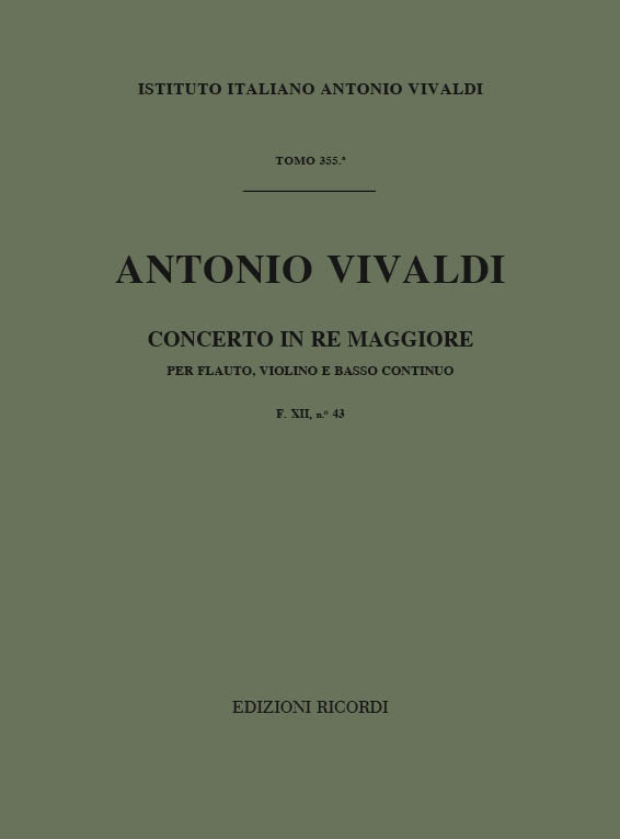 Concerto in re maggiore F.XII. no.43&nbsp;&nbsp;per flauto, violino e basso continuo&nbsp;&nbsp;partitura