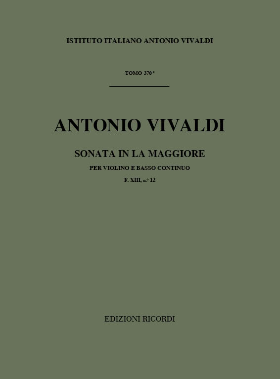 A. Vivaldi Sonate Per Vl. E B.C.: In La Rv 29&nbsp;&nbsp;Sonate Per Violino&nbsp;&nbsp;