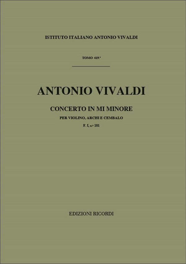A. Vivaldi Concerti Per Vl., Archi E B.C.:&nbsp;&nbsp;Concerti Per Violino&nbsp;&nbsp;