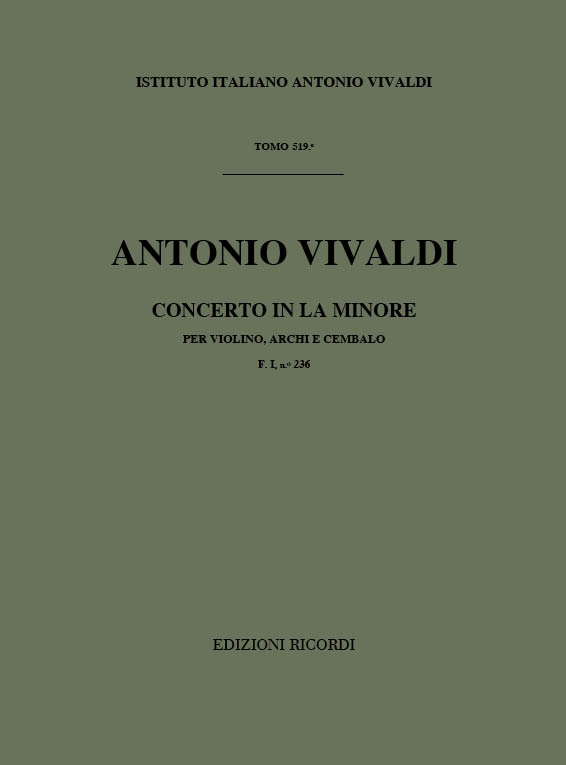 A. Vivaldi Concerti Per Vl., Archi E B.C.: In La Min. Rv 355&nbsp;&nbsp;Concerti Per Violino&nbsp;&nbsp;