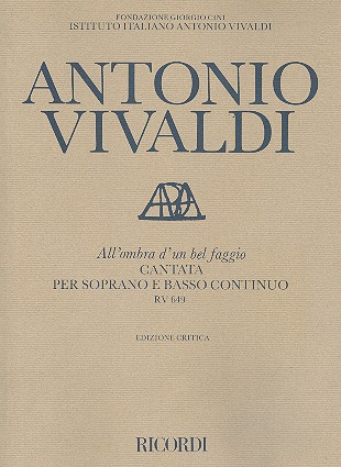 All'ombra d'un bel faggio RV649 für  Sopran und Bc  Partitur und Bc-Stimme