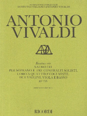 Beatus vir RV795  für Soli, gem Chor, 2 Violinen, Viola und Bc  Partitur