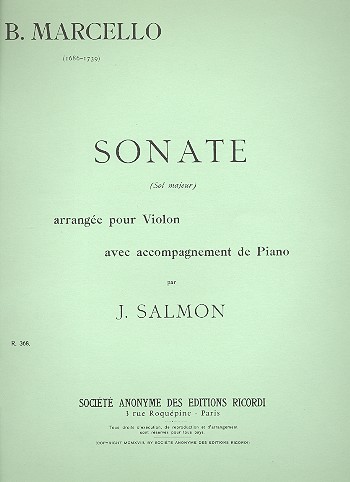 Sonate sol majeur  pour violon et piano  