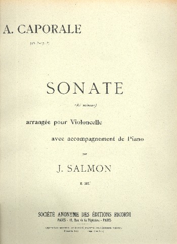 Sonate ré mineur  pour violoncelle et piano  