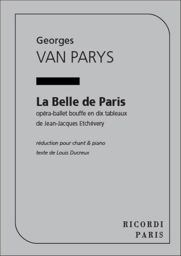 Van  Parys La Belle De Paris Chant Et Piano  Vocal and Piano  