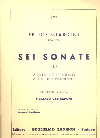 6 Sonate  for violin and cembalo (piano)  