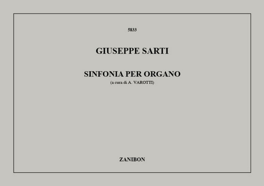 G. Sarti Sinfonia Per Organo  Harmony  