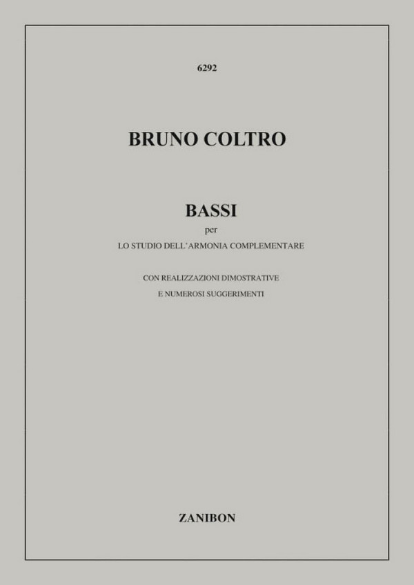 B. Coltro Bassi Per Lo Studio Dell'Armonia Complementare  Opera Theory  
