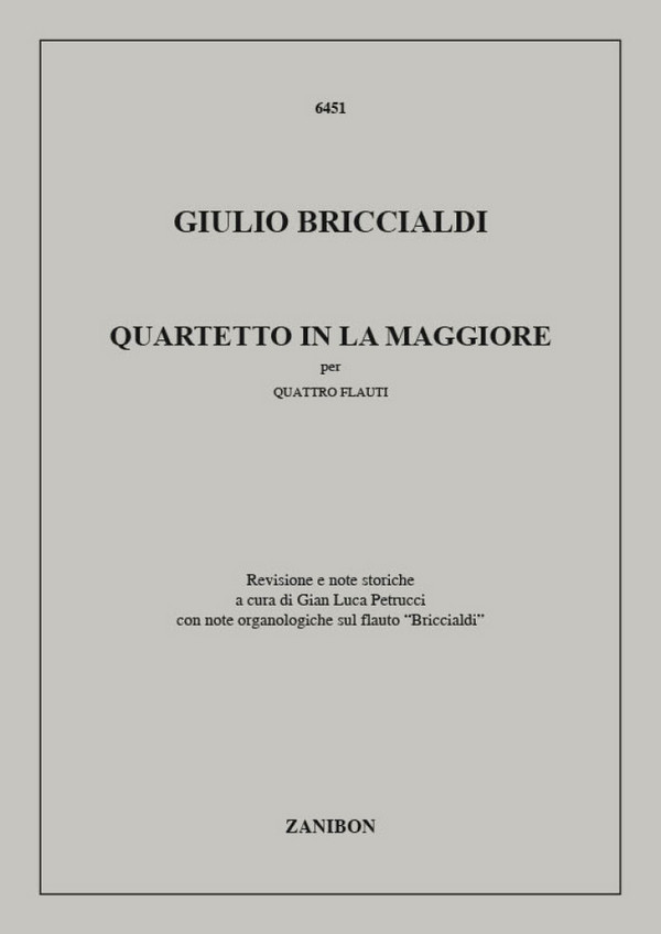 Quartetto in la maggiore per 4 flauti  partitura e parti  