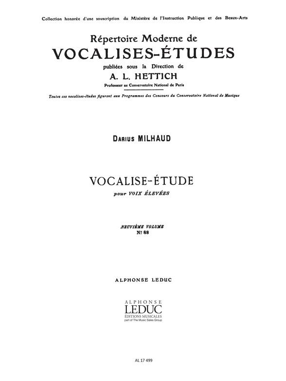 Vocalise-Etude pour voix&nbsp;&nbsp;élevées et piano&nbsp;&nbsp;