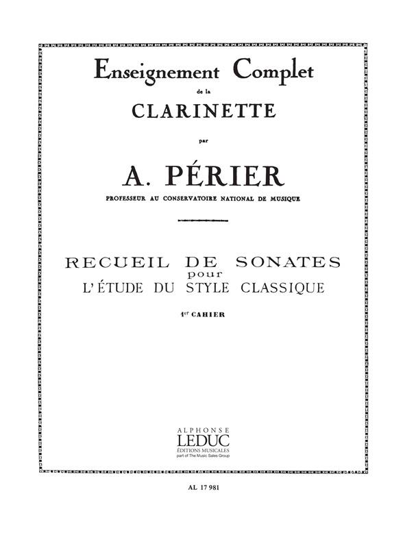 Recueil de Sonates vol.1&nbsp;&nbsp;pour clarinette&nbsp;&nbsp;