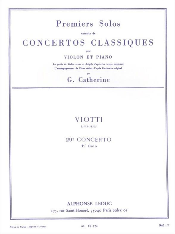 Solo no.1 du Concerto no.29 pour violon et orchestre&nbsp;&nbsp;pour violno et piano&nbsp;&nbsp;