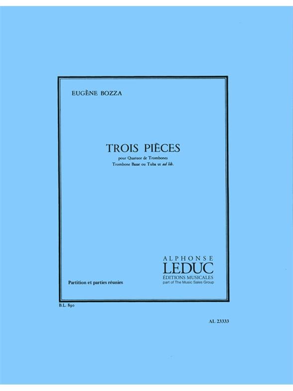3 Pièces  pour 4 trombones (trombone basse/tuba ad lib)  partition de poche et parties