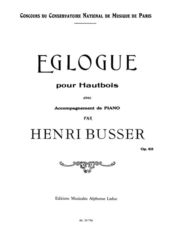 Eglogue op.63  pour hautbois et piano  