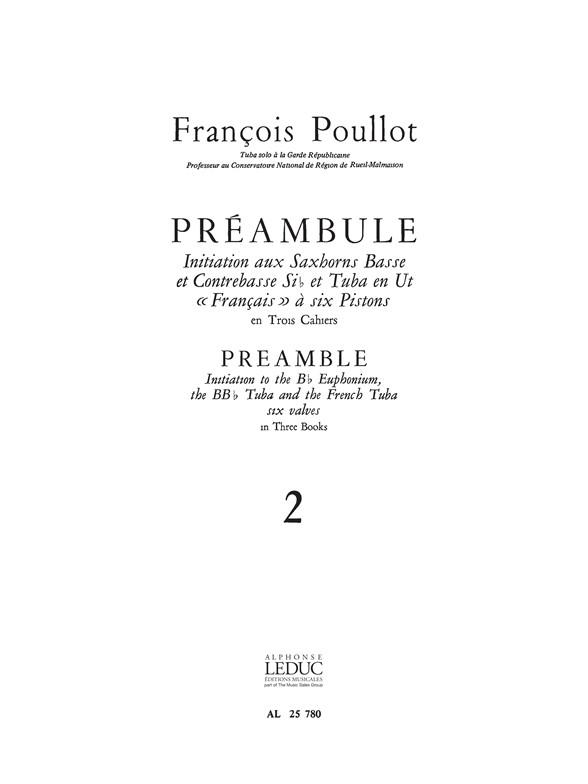 Préambule vol.2&nbsp;&nbsp;pour saxhonrs basse, ou contrebasse, tuba en ut francais à 6 pistons&nbsp;&nbsp;(fr/en)