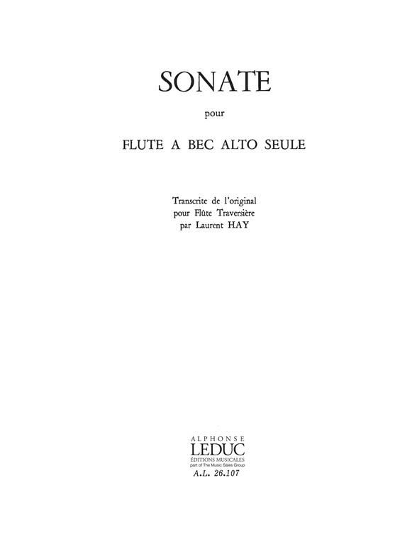 Sonate&nbsp;&nbsp;pour flute a bec alto&nbsp;&nbsp;