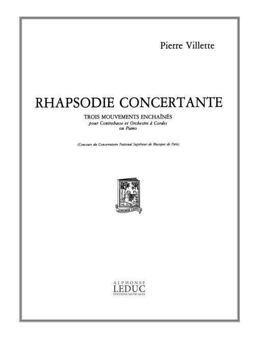Rhapsodie concertante pour contrebasse  et orchestre à cordes) pour contrebasse  et piano
