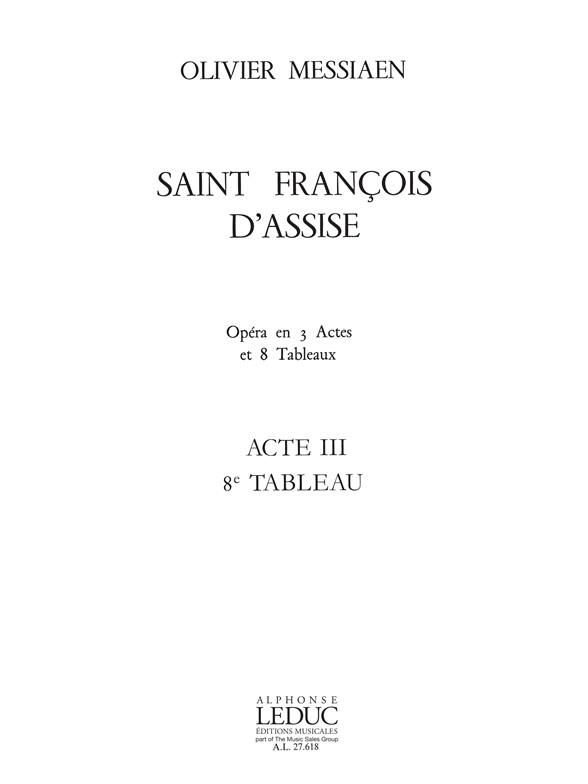 Saint Francois d'Assise - acte 3 tableau 8  partition  