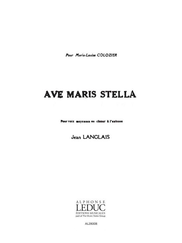Ave Maris Stella  pour voix moyennes ou choeur à l'unison  partition