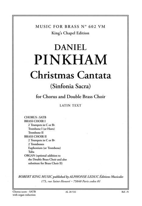 Christmas Cantata  for mixed chorus and double brass choir  chorus score with organ reduction (la)