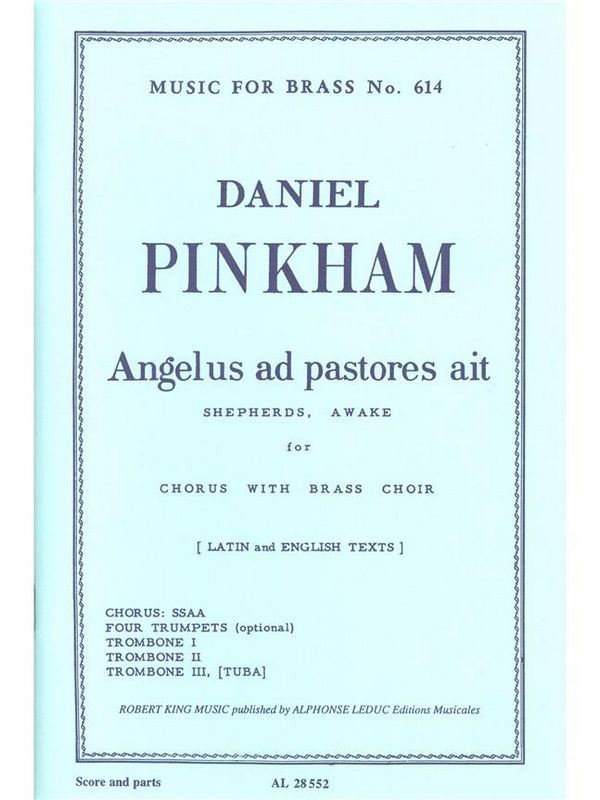 Angelus ad pastores ait for female chorus  and brass instruments  score and instrumental parts (en/la)