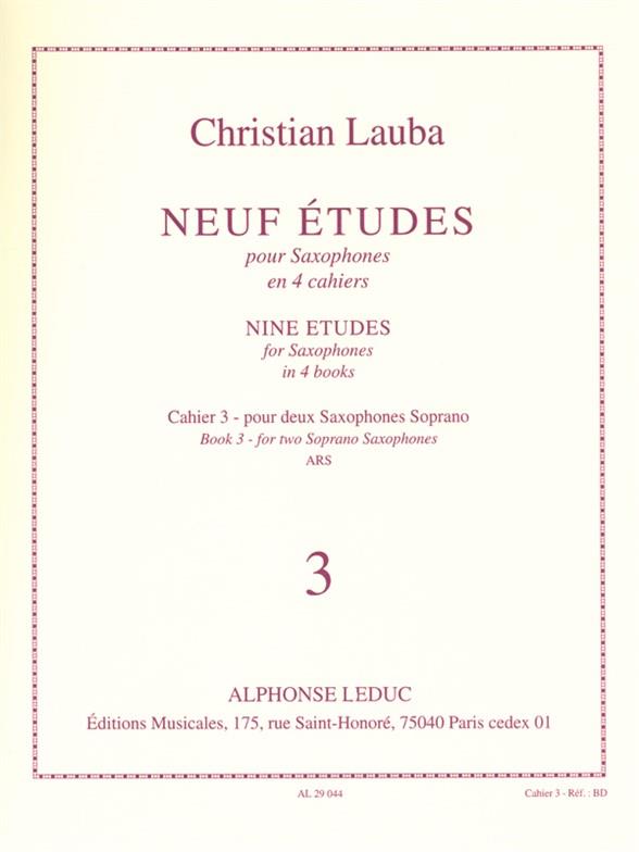 9 Études vol.3&nbsp;&nbsp;pour 2 saxophones soprano&nbsp;&nbsp;2 partitions