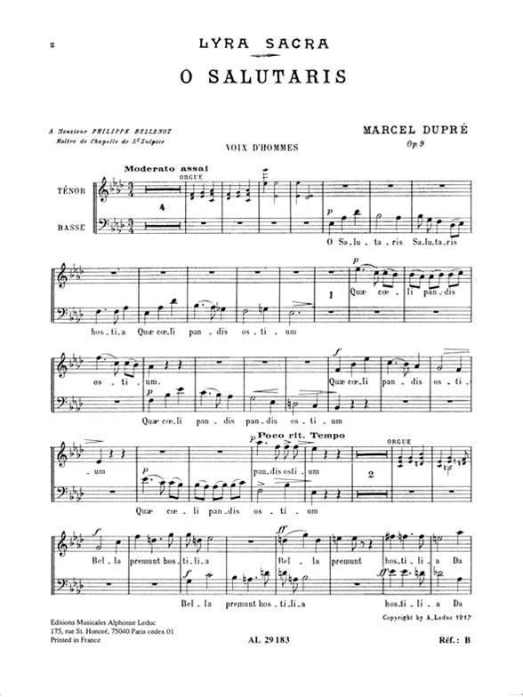 O Salutaris op.9  pour voix d' hommes a cappella  partition vocale