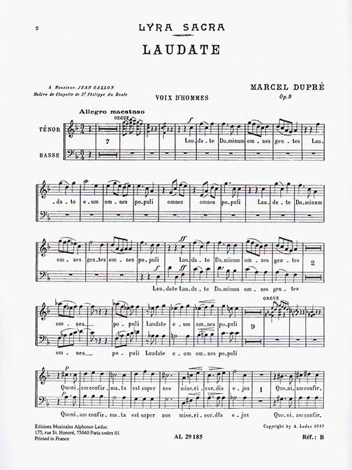 Laudate op.9  pour voix d'hommes à cappella  partition (la)