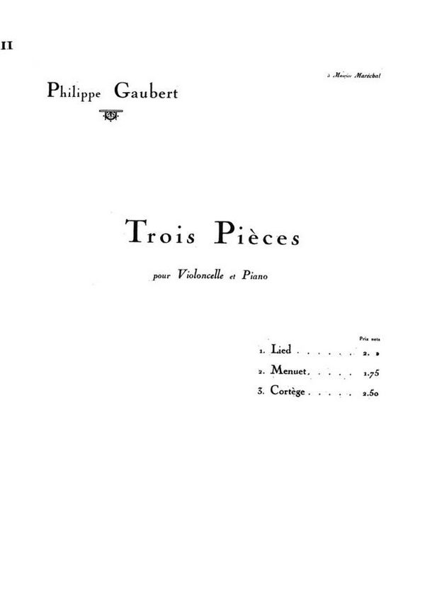 Cortège  pour violoncelle et piano  