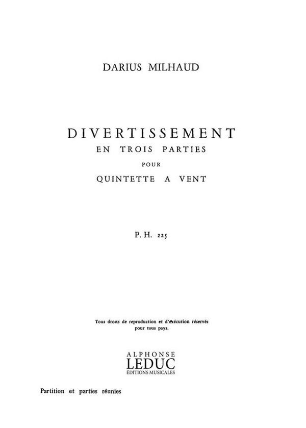 Divertissement en 3 Parties op.299b&nbsp;&nbsp;pour flûte, hautbois, clarinette en La, basson et cor an Fa&nbsp;&nbsp;partition et parties