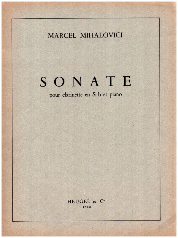 Sonate&nbsp;&nbsp;pour clarinette en Si b et piano&nbsp;&nbsp;