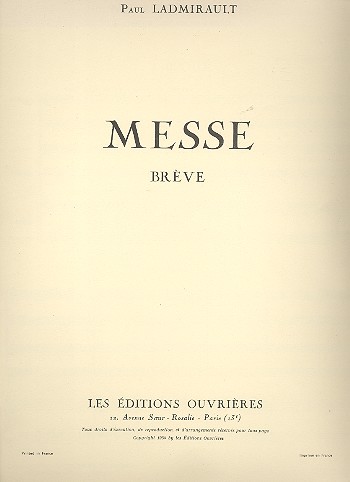 Messe breve&nbsp;&nbsp;pour choir mixte et orgue&nbsp;&nbsp;partition