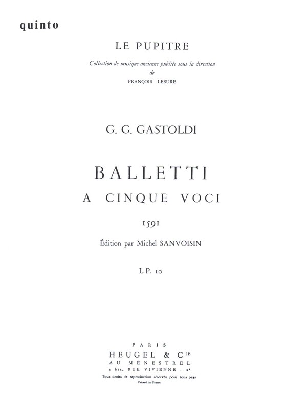 Balletti a cinque voci (1591)  pour 5 instruments  partie de 2ème soprano (quinto)
