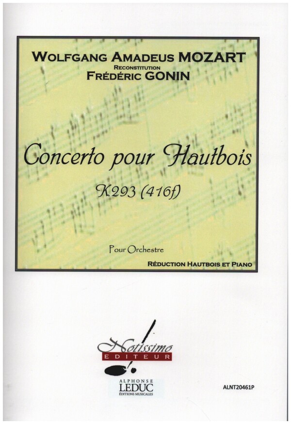 Concerto KV293 (416f)&nbsp;&nbsp;pour hautbois et orchestre&nbsp;&nbsp;réduction pour hautbois et piano
