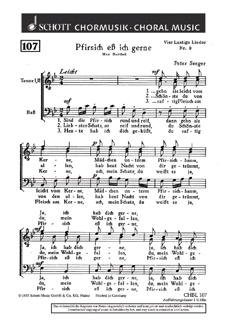 Vier lustige Lieder  für Männerchor  Chorpartitur