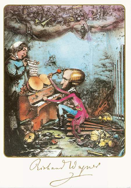 Richard Wagner, Karikatur v. E. B. Kietz&nbsp;&nbsp;Die Postkarten-Sammlung zum 100. Todestag&nbsp;&nbsp;Postkarten (10er Pack)