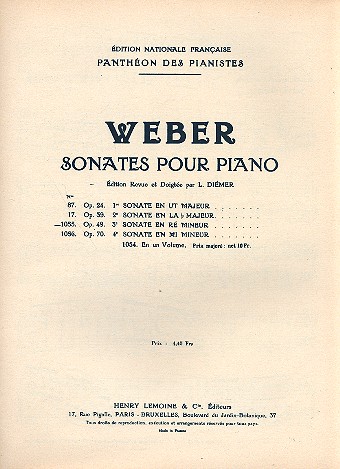 Sonate ré mineur no.3 op.49&nbsp;&nbsp;pour piano&nbsp;&nbsp;