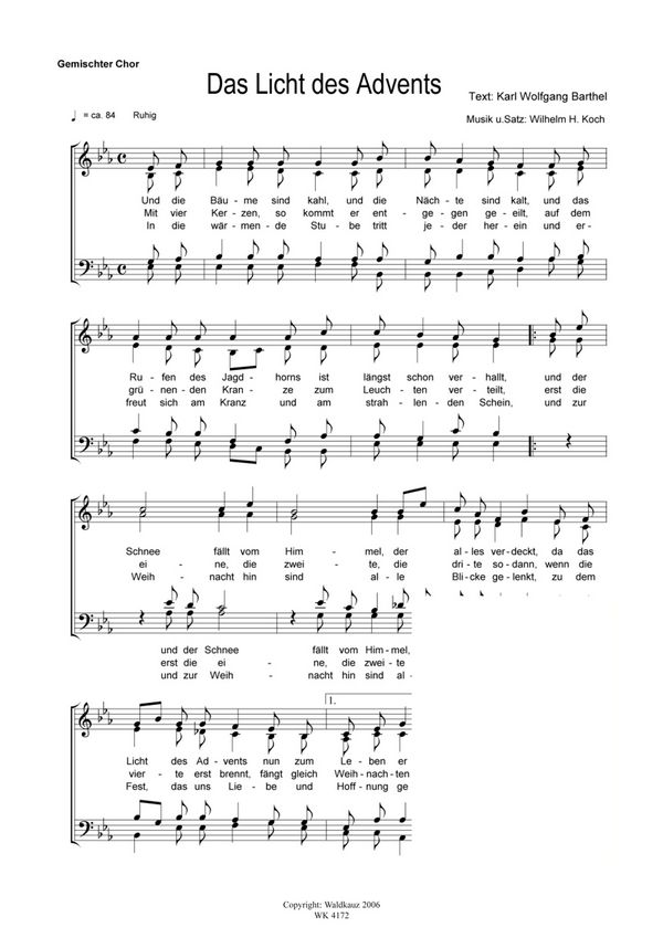 Koch, Wilhelm H.&nbsp;&nbsp;Das Licht des Advents - für Chor SATB a cappella&nbsp;&nbsp;