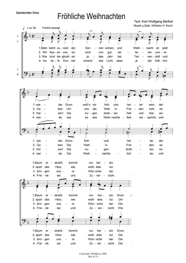 Koch, Wilhelm H.&nbsp;&nbsp;Fröhliche Weihnachten - für Chor SATB a cappella&nbsp;&nbsp;