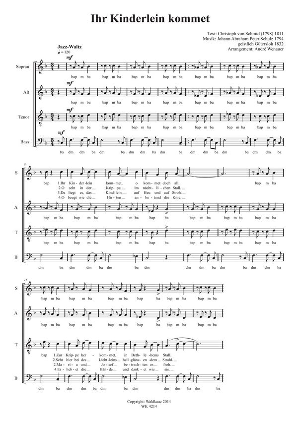 Wenauer, André&nbsp;&nbsp;Ihr Kinderlein kommet - SSATB&nbsp;&nbsp;