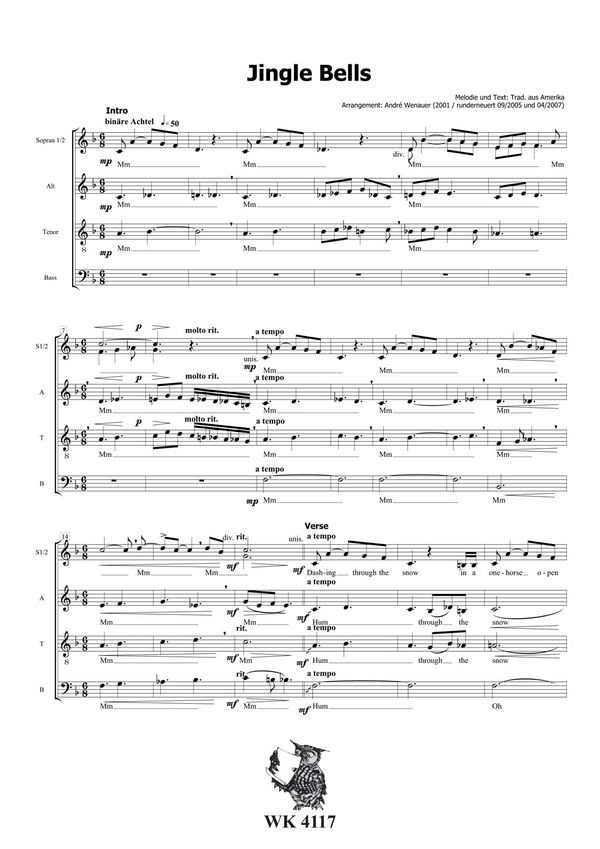 Wenauer, André&nbsp;&nbsp;Jingle Bells - SSATB&nbsp;&nbsp;