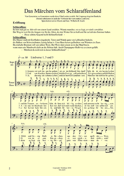 Koch, Wilhelm H.&nbsp;&nbsp;Das Märchen vom Schlaraffenland - SATB&nbsp;&nbsp;