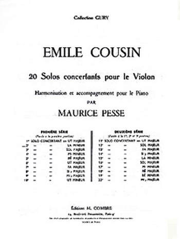 COUSIN Emile&nbsp;&nbsp;Solo concertant n°2 en la min.&nbsp;&nbsp;violon et piano Partition