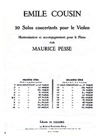 COUSIN Emile&nbsp;&nbsp;Solo concertant n°6 en ut maj.&nbsp;&nbsp;violon et piano Partition