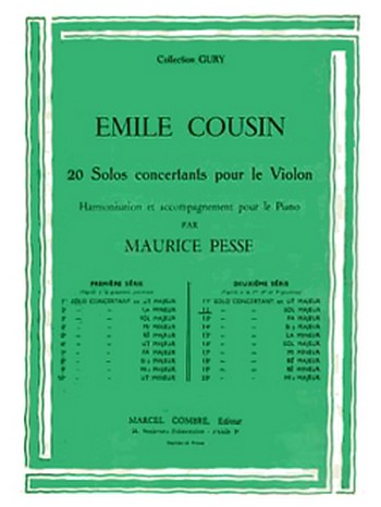 COUSIN Emile&nbsp;&nbsp;Solo concertant n°12 en sol maj.&nbsp;&nbsp;violon et piano Partition