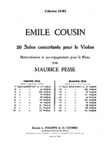 COUSIN Emile&nbsp;&nbsp;Solo concertant n°15 en la min.&nbsp;&nbsp;violon et piano Partition