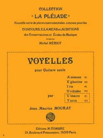 MOURAT Jean-Maurice&nbsp;&nbsp;Voyelles U et Y (Ulmaire - Yuca)&nbsp;&nbsp;guitare Partition