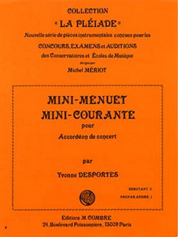 DESPORTES Yvonne&nbsp;&nbsp;Mini menuet - mini courante&nbsp;&nbsp;accordéon Partition