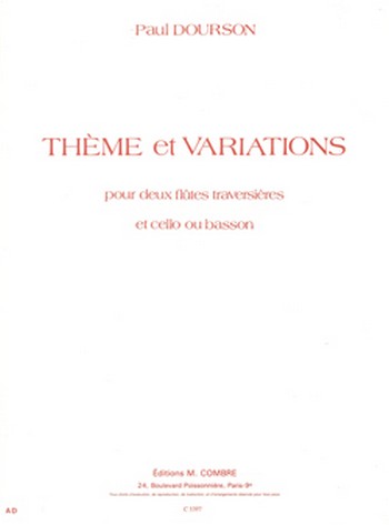 DOURSON Paul&nbsp;&nbsp;Thème et variations&nbsp;&nbsp;2 flûtes et violoncelle ou basson Partition