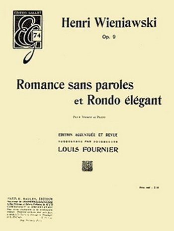 Romance sans paroles et Rondo élégant op.9  pour violon et piano  